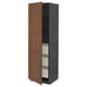 METOD / MAXIMERA High cabinet with drawers, black Enköping/brown walnut effect, 60x60x200 cm