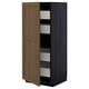 METOD / MAXIMERA High cabinet with drawers, black Enköping/brown walnut effect, 60x60x140 cm
