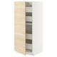 METOD / MAXIMERA High cabinet with drawers, white/Askersund light ash effect, 60x60x140 cm