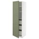 METOD / MAXIMERA High cabinet with drawers, white/Axstad grey-green, 60x60x200 cm
