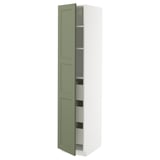 METOD / MAXIMERA High cabinet with drawers, white/Axstad grey-green, 40x60x200 cm