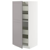 METOD / MAXIMERA High cabinet with drawers, white/Bodbyn grey, 60x60x140 cm
