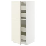 METOD / MAXIMERA High cabinet with drawers, white/Bodbyn off-white, 60x60x140 cm