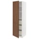 METOD / MAXIMERA High cabinet with drawers, white Enköping/brown walnut effect, 60x60x200 cm