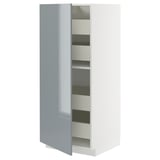 METOD / MAXIMERA High cabinet with drawers, white/Kallarp light grey-blue, 60x60x140 cm