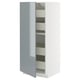 METOD / MAXIMERA High cabinet with drawers, white/Kallarp light grey-blue, 60x60x140 cm