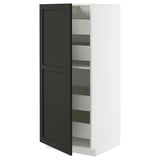 METOD / MAXIMERA High cabinet with drawers, white/Lerhyttan black stained, 60x60x140 cm