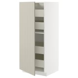 METOD / MAXIMERA High cabinet with drawers, white/Stensund beige, 60x60x140 cm