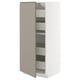 METOD / MAXIMERA High cabinet with drawers, white/Upplöv matt dark beige, 60x60x140 cm