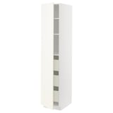 METOD / MAXIMERA High cabinet with drawers, white/Vallstena white, 40x60x200 cm