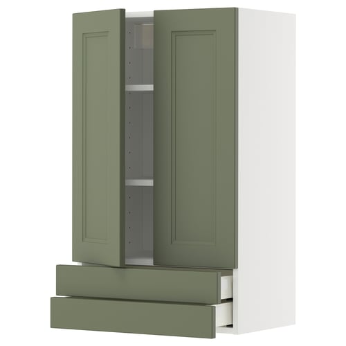 Green METOD kitchen cabinet with axstad fronts, featuring a sleek design and built-in storage compartments.