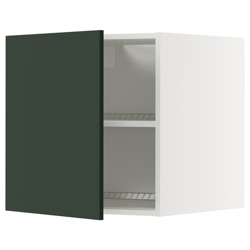METOD green kitchen cabinet, square, open, white interior, adjustable shelf.