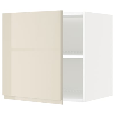 METOD Top cabinet for fridge/freezer, white/Voxtorp high-gloss light beige, 60x60 cm