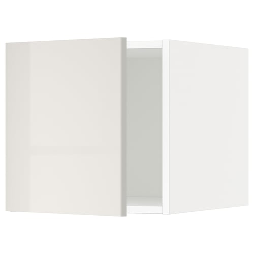 A modern, grey high-gloss kitchen cabinet from the METOD system. Its rectangular, with a sleek design and a smooth finish.