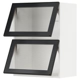METOD Wall cab horiz 2 gls drs w push-op, white/Hejsta anthracite reeded glass, 60x80 cm