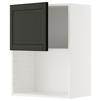 METOD Wall cabinet for microwave oven, white/Bodbyn black, 60x80 cm