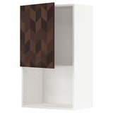 METOD Wall cabinet for microwave oven, white Hasslarp/brown patterned, 60x100 cm