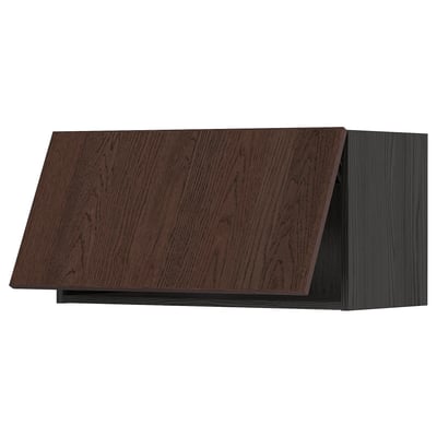 METOD Wall cabinet horizontal, black/Sinarp brown, 80x40 cm