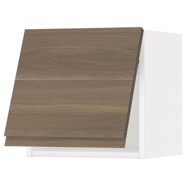 Metod خزانة حائط أفقية مع آلية فتح بالقفل أبيض Voxtorp شكل خشب الجوز Ikea