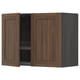 METOD Wall cabinet w dish drainer/2 doors, black Enköping/brown walnut effect, 80x60 cm