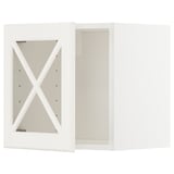 METOD Wall cabinet w glass door/crossbar., white/Bodbyn off-white, 40x40 cm