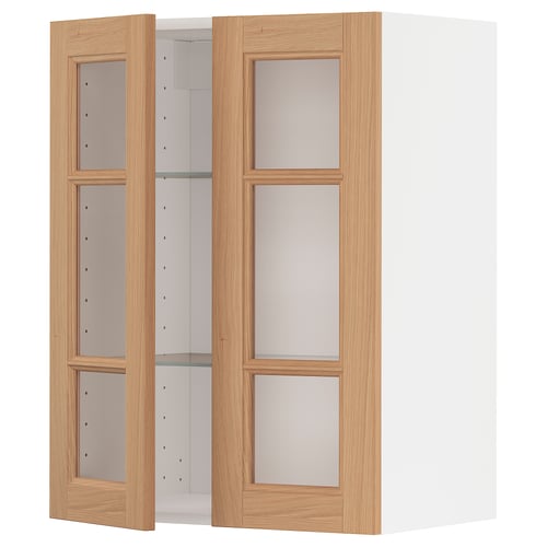 Ikea METOD wall cabinet, light oak, glass doors.