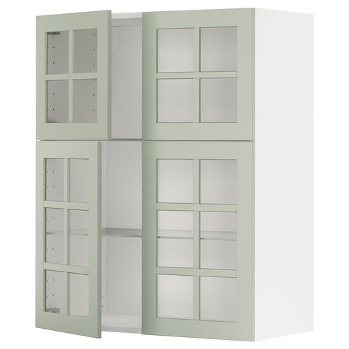 METOD kitchen with green stensund glass doors, modern design, sturdy construction, adjustable shelves.