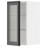 METOD Wall cabinet w shelves/glass door, white/Hejsta anthracite reeded glass, 30x60 cm