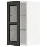 METOD Wall cabinet w shelves/glass door, white/Lerhyttan black stained, 30x60 cm
