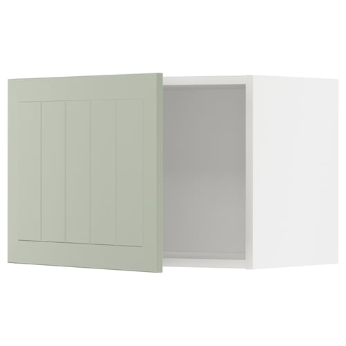 METOD kitchen set with green stensund doors, white frame, 3 doors, square shape, modern design.