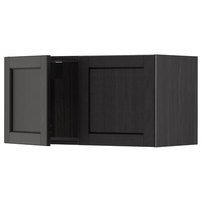 METOD Wall cabinet with 2 doors, black/Lerhyttan black stained, 80x40 cm