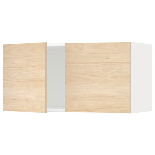 METOD kitchen unit: light wooden finish, rectangular, wall-mounted with two doors.