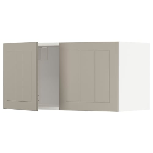 METOD kitchen wall unit in beige with beige doors, fiberboard, rectangular shape, and minimalist design.