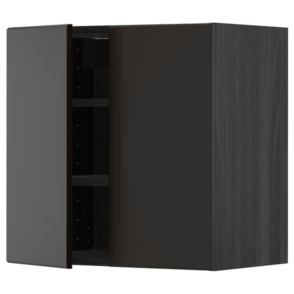 metod wall cabinet with shelves 2 doors black kungsbacka anthracite ikea