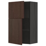 METOD Wall cabinet with shelves/2 doors, black/Sinarp brown, 60x100 cm