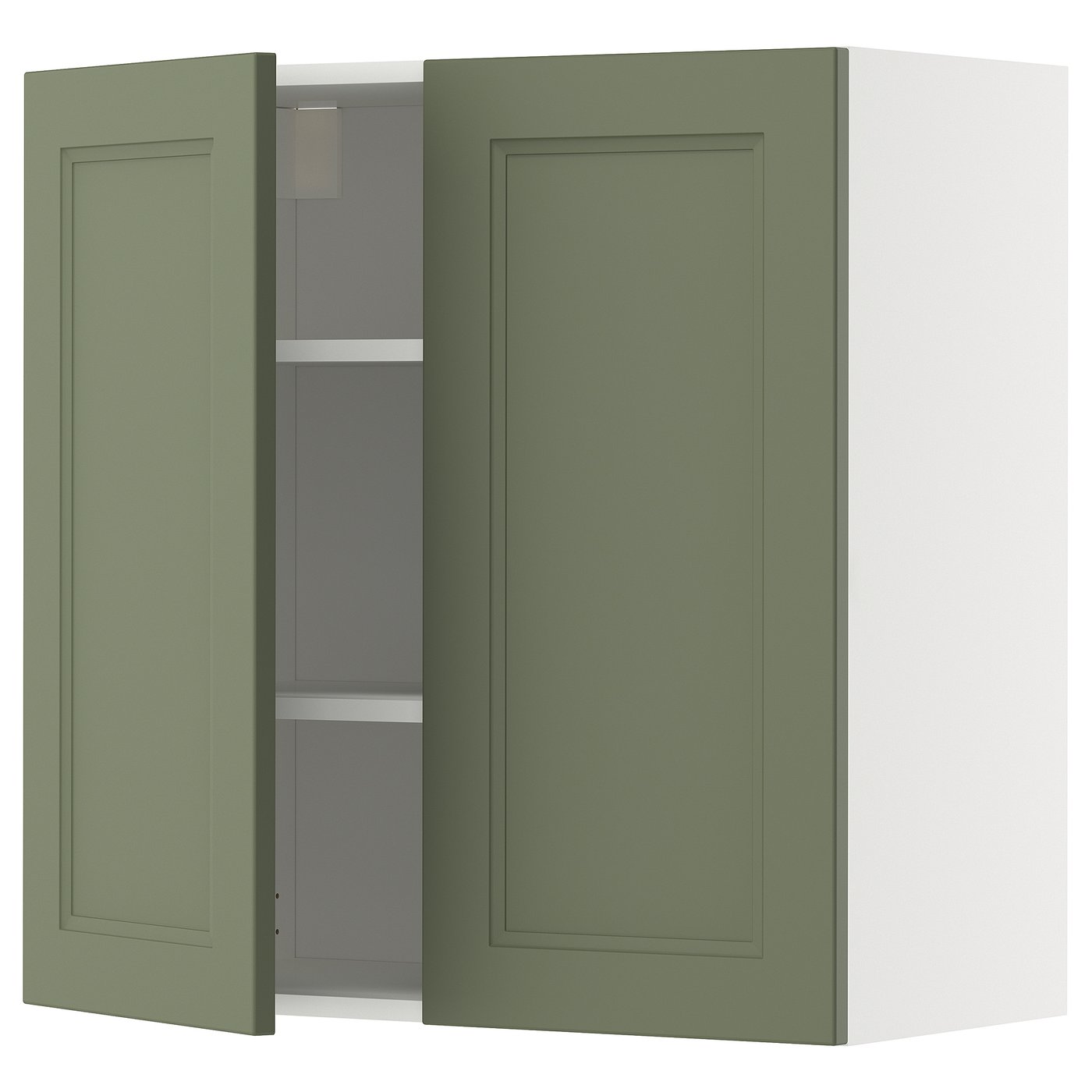 METOD Wall cabinet with shelves/2 doors - white/Axstad grey-green 80x80 cm