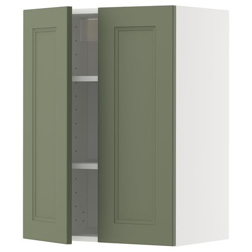 METOD wall cabinet in green with two adjustable shelves and reversible door, modern design.