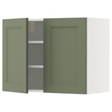 METOD Wall cabinet with shelves/2 doors, white/Axstad grey-green, 80x60 cm