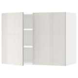 METOD Wall cabinet with shelves/2 doors, white/Ringhult light grey, 80x60 cm