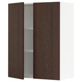 METOD Wall cabinet with shelves/2 doors, white/Sinarp brown, 80x100 cm