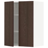 METOD Wall cabinet with shelves/2 doors, white/Sinarp brown, 60x80 cm