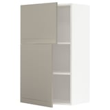 METOD Wall cabinet with shelves/2 doors, white/Stensund beige, 60x100 cm