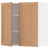 METOD Wall cabinet with shelves/2 doors, white/Vedhamn oak, 80x80 cm