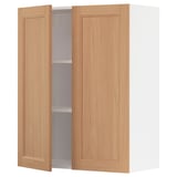 METOD Wall cabinet with shelves/2 doors, white/Vedhamn oak, 80x100 cm