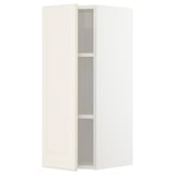 METOD Wall cabinet with shelves, white/Bodbyn off-white, 30x80 cm