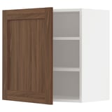 METOD Wall cabinet with shelves, white Enköping/brown walnut effect, 60x60 cm