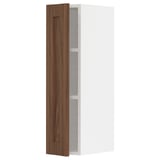 METOD Wall cabinet with shelves, white Enköping/brown walnut effect, 20x80 cm