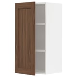 METOD Wall cabinet with shelves, white Enköping/brown walnut effect, 40x80 cm