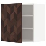 METOD Wall cabinet with shelves, white Hasslarp/brown patterned, 60x60 cm