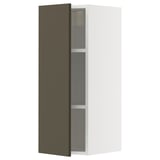 METOD Wall cabinet with shelves, white/Havstorp brown-beige, 30x80 cm
